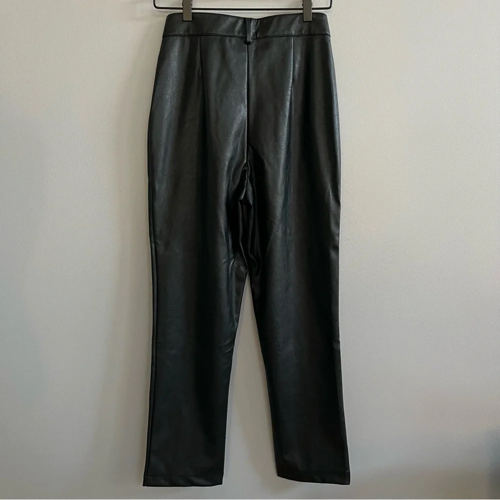 Wildfox Womens Faux Leather Pants Size Small High Waisted Straight Leg Split Hem - Picture 6 of 8